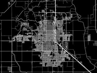 Vector road map of the city of  Ciudad Obregon in Mexico with white roads on a black background.