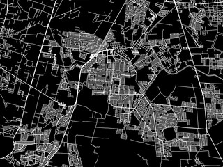 Fototapeta premium Vector road map of the city of Hacienda Santa Fe in Mexico with white roads on a black background.