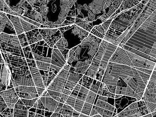 Vector road map of the city of  Gustavo Adolfo Madero in Mexico with white roads on a black background.