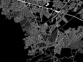 Vector road map of the city of  Jardines de la Silla (Jardines) in Mexico with white roads on a black background.