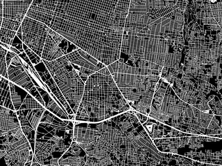 Obraz premium Vector road map of the city of Tlaquepaque in Mexico with white roads on a black background.