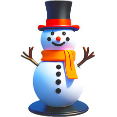 Isolation Snowman Smiling 3D, cartoon 3D style