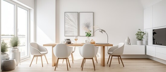 Stylish modern apartment with chic dining area With copyspace for text