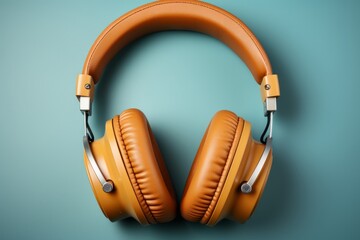 Fototapeta na wymiar Retro-inspired on-ear headphones with a vintage design, Generative AI