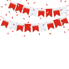 Vector Illustration of National Day Bahrain. Garland with the flag of Bahrain on a white background.
