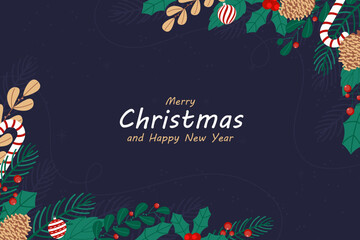 Fototapeta premium Christmas background in flat vector illustration design