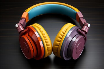  Colorful and vibrant DJ headphones, perfect for music enthusiasts, Generative AI