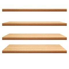 Collection of wooden shelves PNG transparent