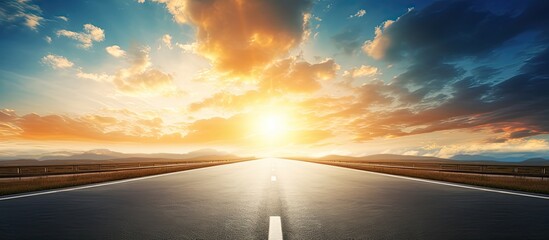 Sunny drive on a deserted road With copyspace for text