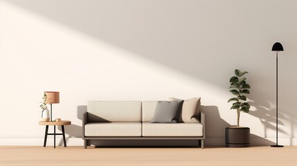 The sofa is neatly made, and the room feels inviting. Add a small houseplant on the bedside table