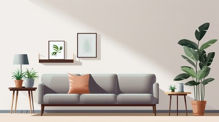 The sofa is neatly made, and the room feels inviting. Add a small houseplant on the bedside table
