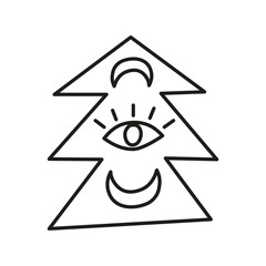 Christmas tree with moon phases and evil eye.
