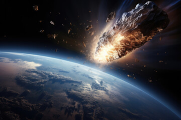 Comet flies towards Earth, apocalypse concept, end of the world