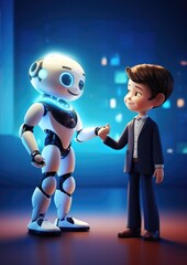 Back to school concept, human kid use robot for Simplifying life with ai Generative Ai