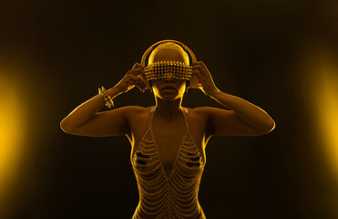 Hot dancer woman. Portrait of sexy TDJ girl at the night club party. Mixtape or cd covers - download high resolution picture for your song or music clip. Social media promo ads.