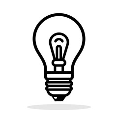 Obraz premium Light bulb logo icon. Black outline light bulb. Innovative idea concept.