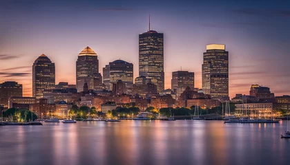 Foto op Canvas city skyline. Boston downtown financial. modern city. wallpaper © Donald