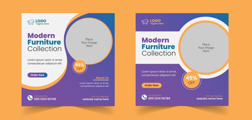 Modern Furniture Sale Social Media Post Template Web Banner Design