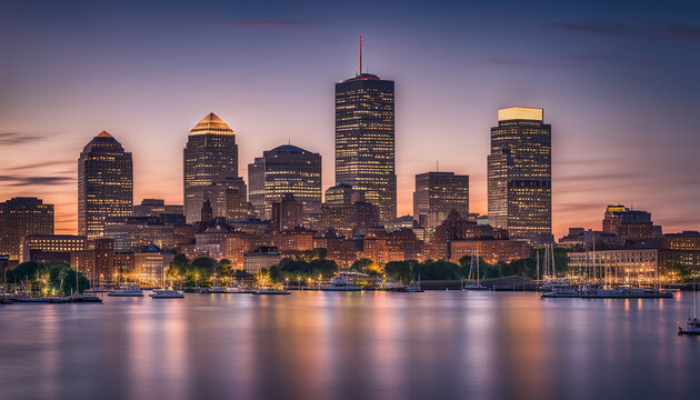 city skyline. Boston downtown financial. modern city. wallpaper