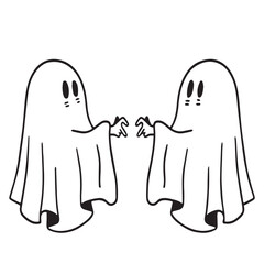 two ghosts making heart with hand