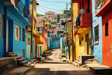 Fototapeta na wymiar Vibrant brazilian slum, a stunning composition of Rio de Janeiro's urban allure. Generative AI