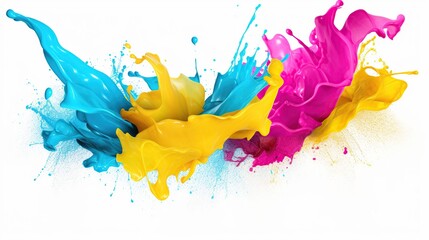 Abstract Paint colorful rainbow splash isolated white background. AI generated image