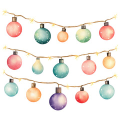 Watercolor Christmas decoration ball baubles isolated clipart