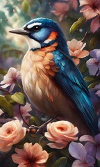 a bird surrounded by flowers generative ai
