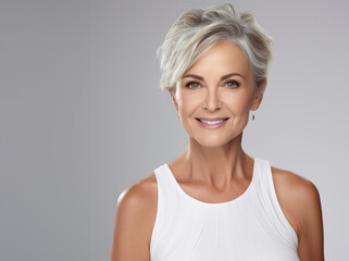 beautiful mid age model, skincare advertising, well ageing concept - 660407152