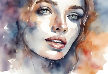 Creative Female with New Ideas: Watercolored Beauty Watercolored Woman with Creative Flair