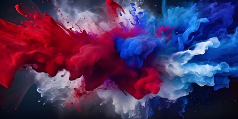 The Motion Of A Red,white And Blue Liquid Is Drawn On A Dark Background on dark background Dynamic Color Symphony Red, White, and Blue Elegance Ai Generative


