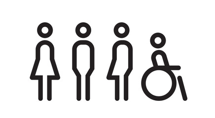 All gender restroom sign. Toilet line icon, linear style vector pictogram. WC gender symbol.
- 660408710