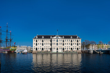 Amsterdam, Netherlands -29 March 2022: The National Maritime Museum, Het Scheepvaartmuseum, maritime museum in Amsterdam.