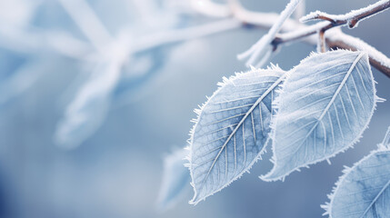 Capture the beauty of winter with a closeup view of frozen leaves, making it a perfect winter background for various concepts.