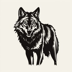 Fototapeta premium Wolf logo, black and white, AI generated Image