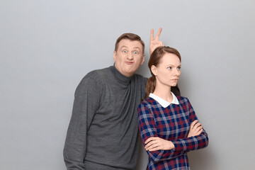 Portrait of funny weird couple, relationship concept
