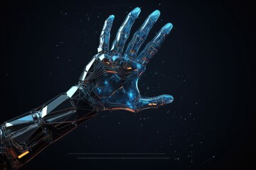 Naklejka premium Robot and human touch. Simplifying business life with artificial intelligence. Generative Ai.
