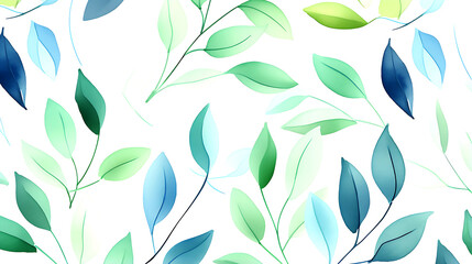Fototapeta premium seamless leaves water color pattern on white background