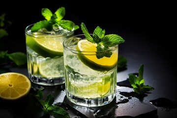 Refreshing citrus cocktails with lime and mint. Generative AI