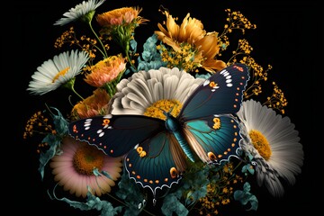 flowers butterfly wallpaper illustration 