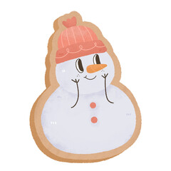 cute kawaii Snowman ginger bread happy smiley groovy retro watercolor illustration christmas xmas Clipart Collection for Charming Holiday