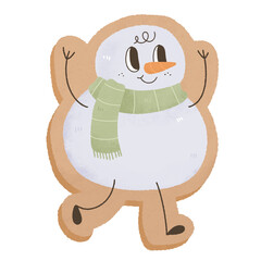 cute kawaii Snowman ginger bread happy smiley groovy retro watercolor illustration christmas xmas Clipart Collection for Charming Holiday