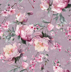 flower and Colorfull Flowers background watercolor Textile Design - illustration