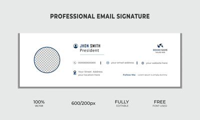 Corporate business email signature design clean and minimalist layout