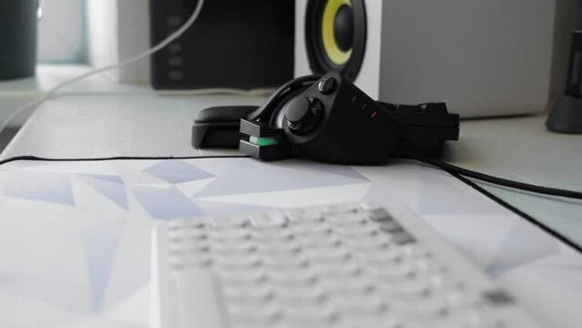 Comfortable home workplace for digital artist. Working table.