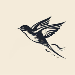 Fototapeta premium Swallow logo, black and white, AI generated Image