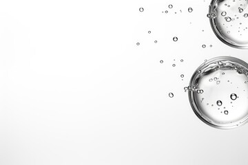 A customizable banner with ample room for personalization set against a white background adorned with playful water bubbles, providing a lively canvas. Photorealistic illustration