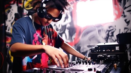Fototapeta na wymiar DJ playing music