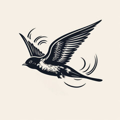 Fototapeta premium Swallow logo, black and white, AI generated Image