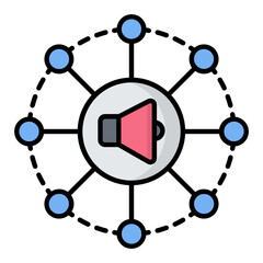 Market Network Colored Outline Icon